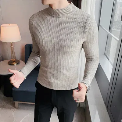 Herensweaters Pull en tricot a col haut pour homme coupe ajustee couleur unie garde la chaleur en hiver a la mode S-4XL 231205