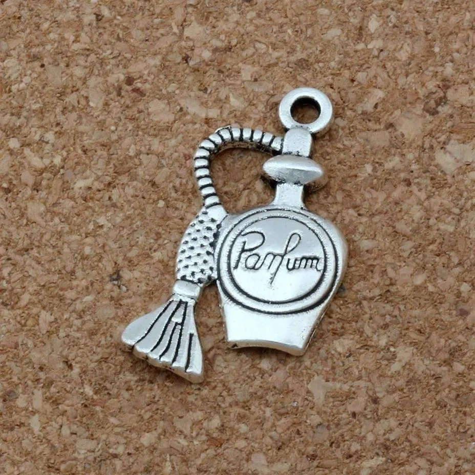 MIC 100 Stück 1 Los Antik-Silber-Zink-Legierung, einseitiges Design, Parfümflaschen-Charms, 17 x 24 mm, DIY-Schmuck276M