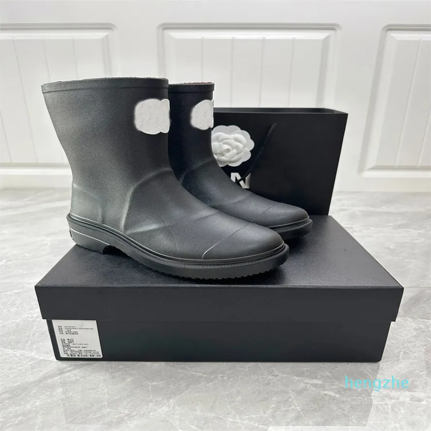 Designer Winter Shoes Womens Heel Boots Knee High Platform Rain Boots Thick Sole Rubber Black Size EUR 35-41