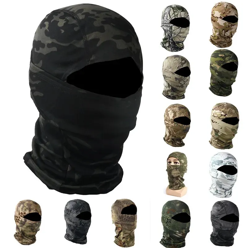 Cykelmössor maskerar kamouflage balaclava 3d ansiktsmask kostym sniper taktisk skid cykling kamouflage huva jakt fiske huvudbonad kamo hatt halsduk 231205