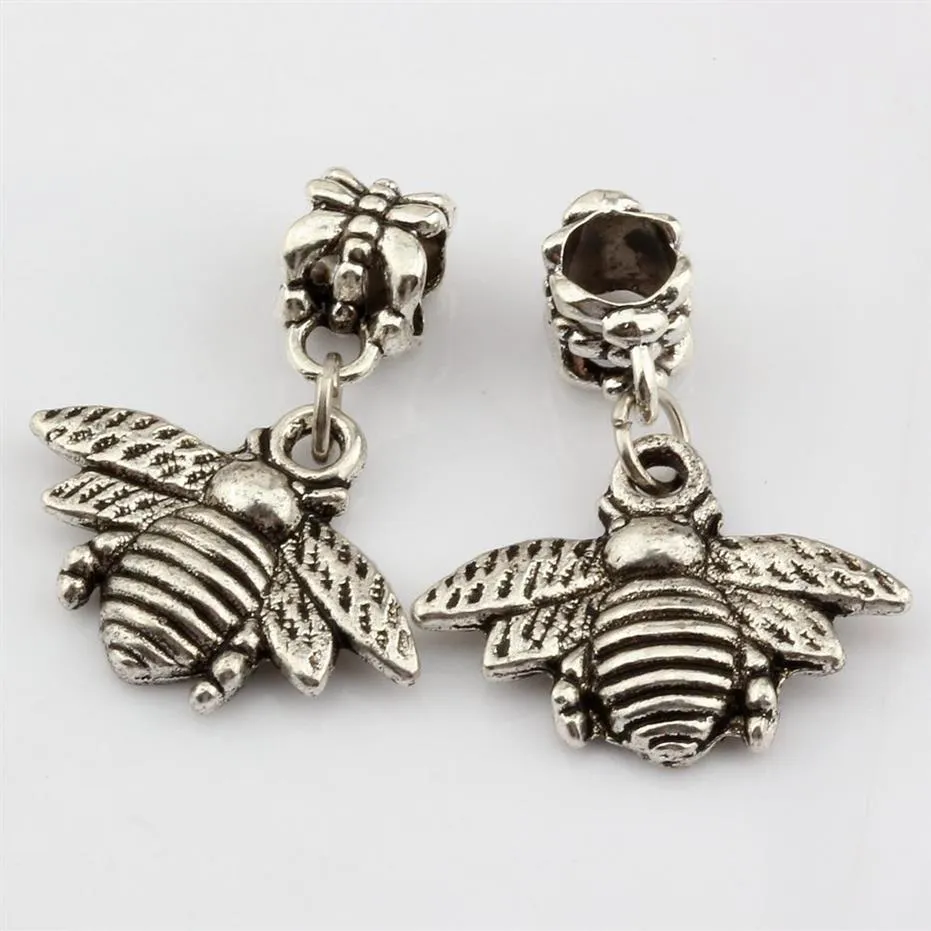 100 pièces Antique argent abeilles breloques pendentif à breloque pour la fabrication de bijoux Bracelet collier bricolage accessoires 28 21mm219N