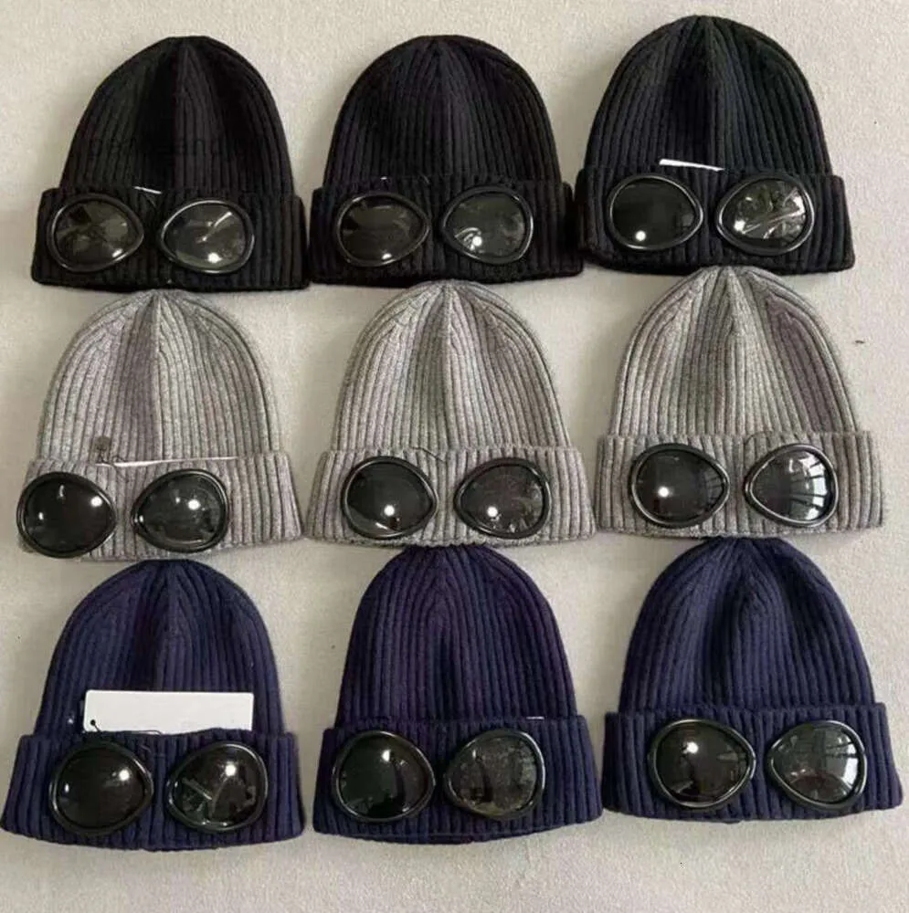 Beanie Designer twee lensbril Goggles Mutsen Heren Gebreide mutsen Skull Caps Outdoor Dames Uniesex Wintermuts Zwart Grijs Motorkap muts cap111