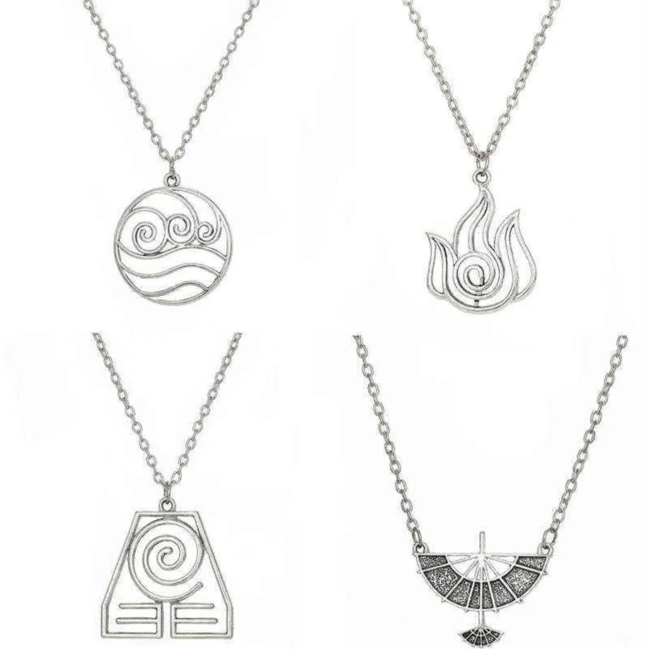 Avatar The Last Airbender Colgante Collar Air Nomad Fuego y Agua Tribu Enlace Collar de Cadena Para Hombres Mujeres Joyería de Alta Calidad G317f