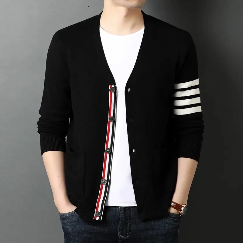 남자 재킷 최고 등급 오퍼 겨울 브랜드 패션 니트 남성 카디건 스웨터 블랙 한국 캐주얼 코트 재킷 남성 의류 m-3xl 231204