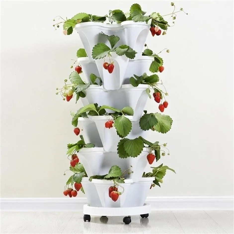 PP Three dimensional Flower Pot Strawberry Basin Multi layer Superimposed Cultivation Vegetable Melon Fruit Planting Y200723200d