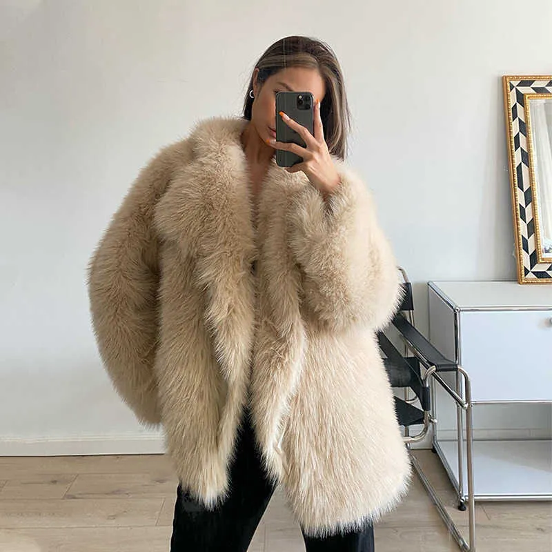 Womens Faux Fur Lapel Jacket Loose Mid Length Autumn Winter T231205 From Bailixi04 13.03 DHgate.Com