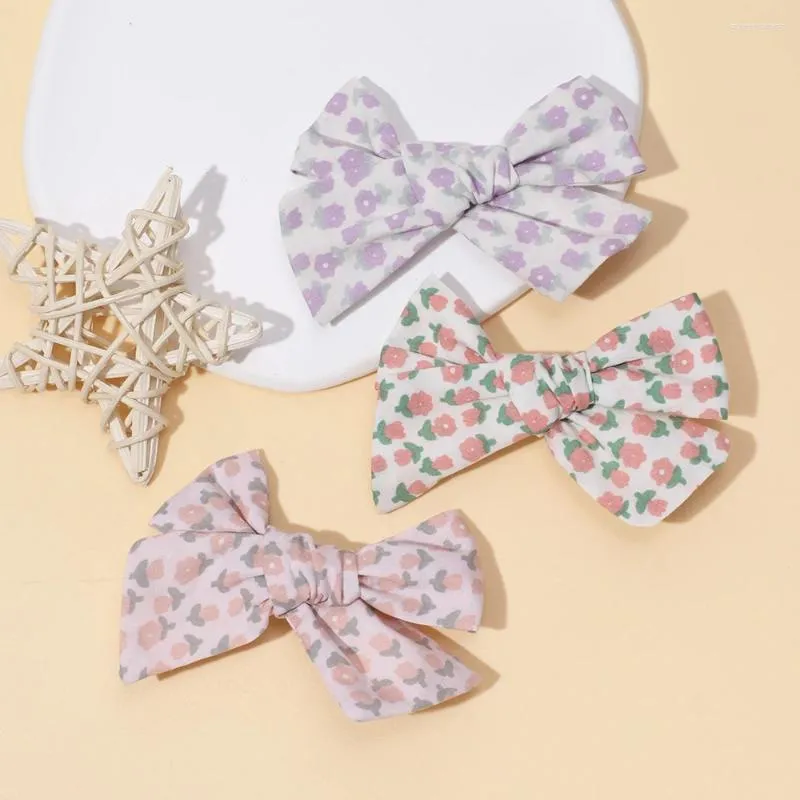 Hair Accessories Korean Style Fashion Bowknot Clips Girls Sweet Print Bow Hairpins Barrette Side Clip Headwear 4 Colors