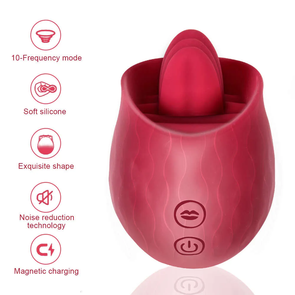 Sex Toy Massager Sexig Rose Tongue Vibrators For Women Clitoris Sucker Nipple Vaginal Anal Slicks Female Products Toys Shop