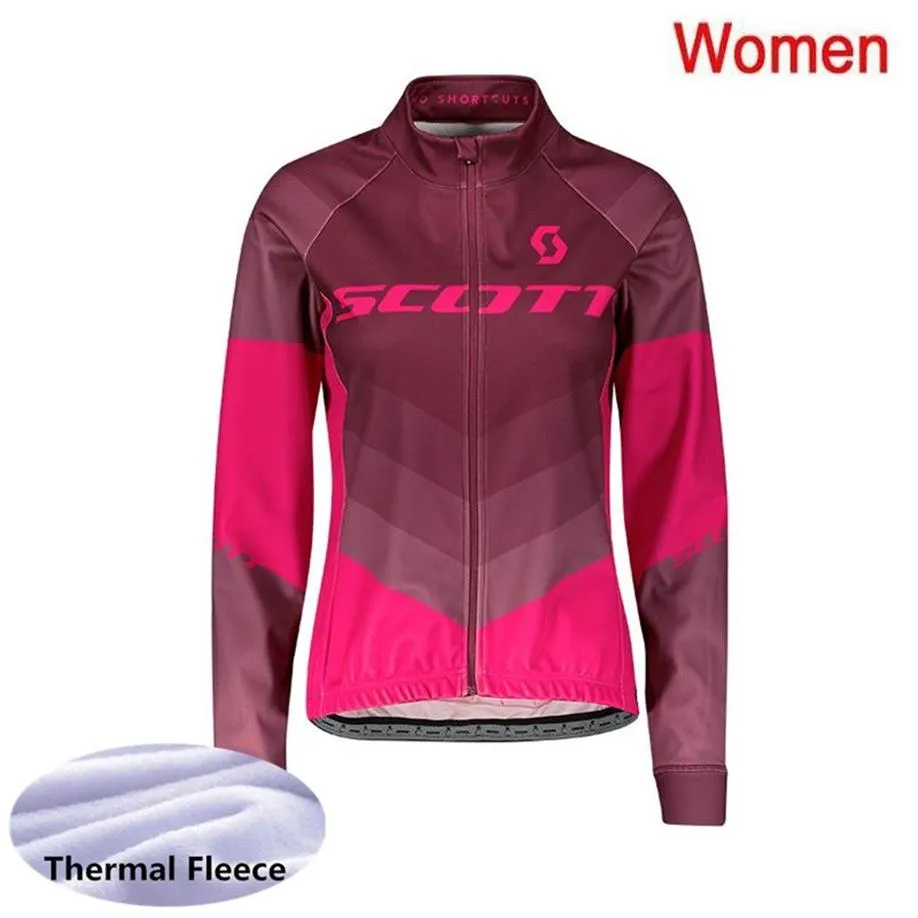 2021 Winter SCOTT team Womens Cycling Thermal Fleece jersey MTB Bike Shirt Sports Uniform Long Sleeves Road Bicycle Tops Y21020614330k