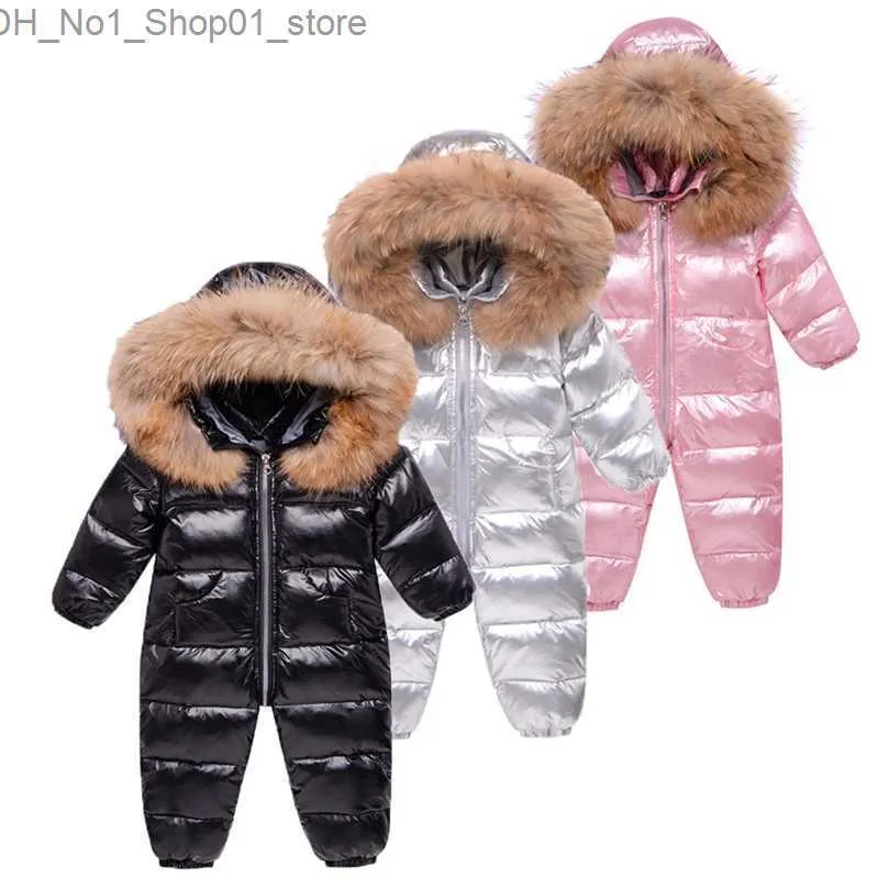 Down Coat Winter Kids Jumpsuit Overalls For Boy Children Thick Ski Suit Girl Duck Down Jacket Toddler Baby Snowsuit Fur Coat 0-3 Years 211027 Q231205