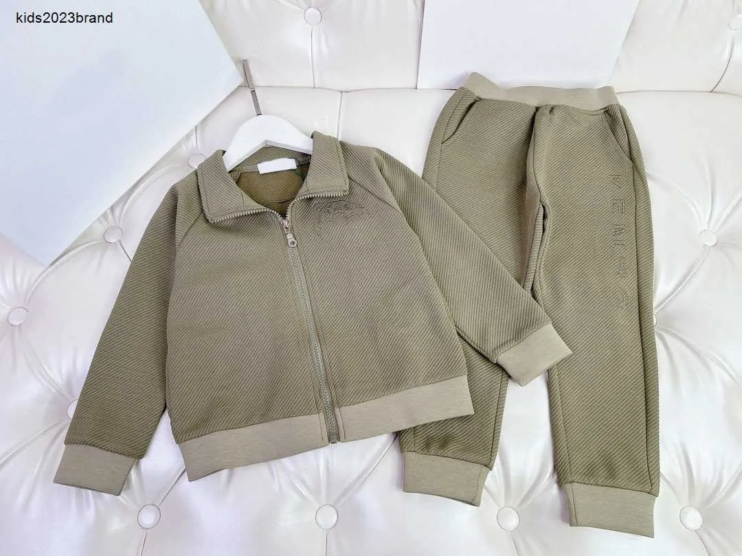 Nieuwe baby trainingspak effen kleur revers kinderkleding maat 110-160 Dierenpatroon borduurwerk jongens jas en broek Nov25