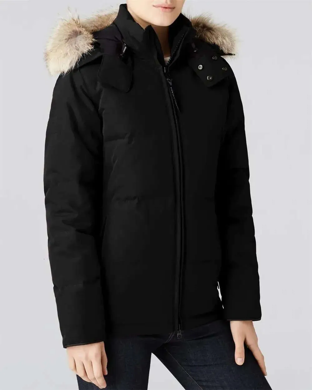 Femmes Down Parkas Designer Down Vestes Blanc Canada Canard Coupe-vent Femmes Parkas Veste Collier Hiver Puffer Véritable Manteau De Fourrure De Loup Arctic Hood Trim Theface Hclg