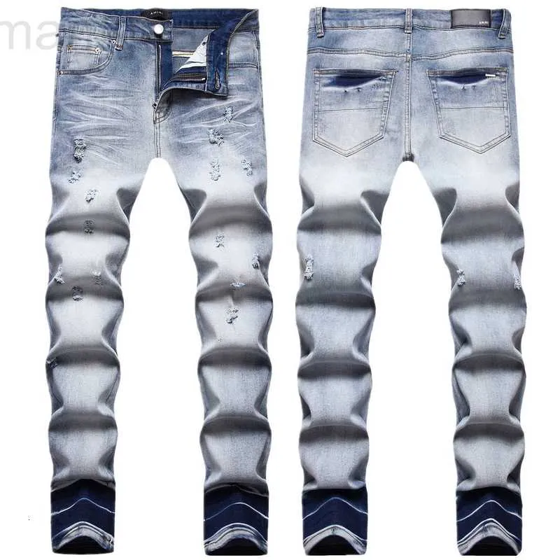 Jeans pour hommes Designer En automne et en hiver de nouveaux jeans déchirés pour hommes élastiques pour hommes coupe slim petits pieds marée marque pantalons longs D6FP