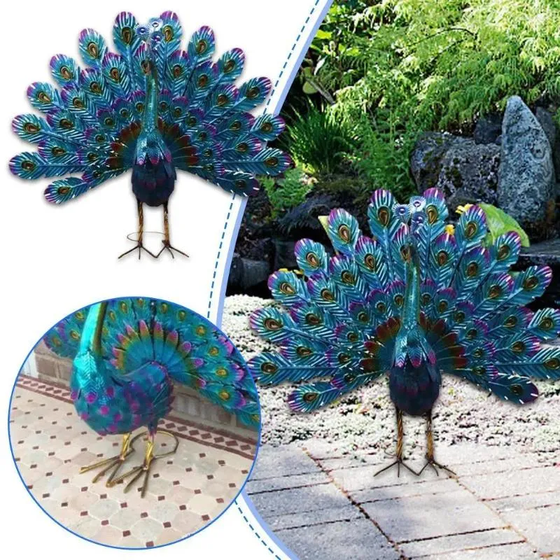 Bahçe Dekorasyonları Metal Peacock heykelleri Duran duruş figürin dekoratif bahçe sanat heykeli veranda arka bahçesi havuz açık dekorasyon