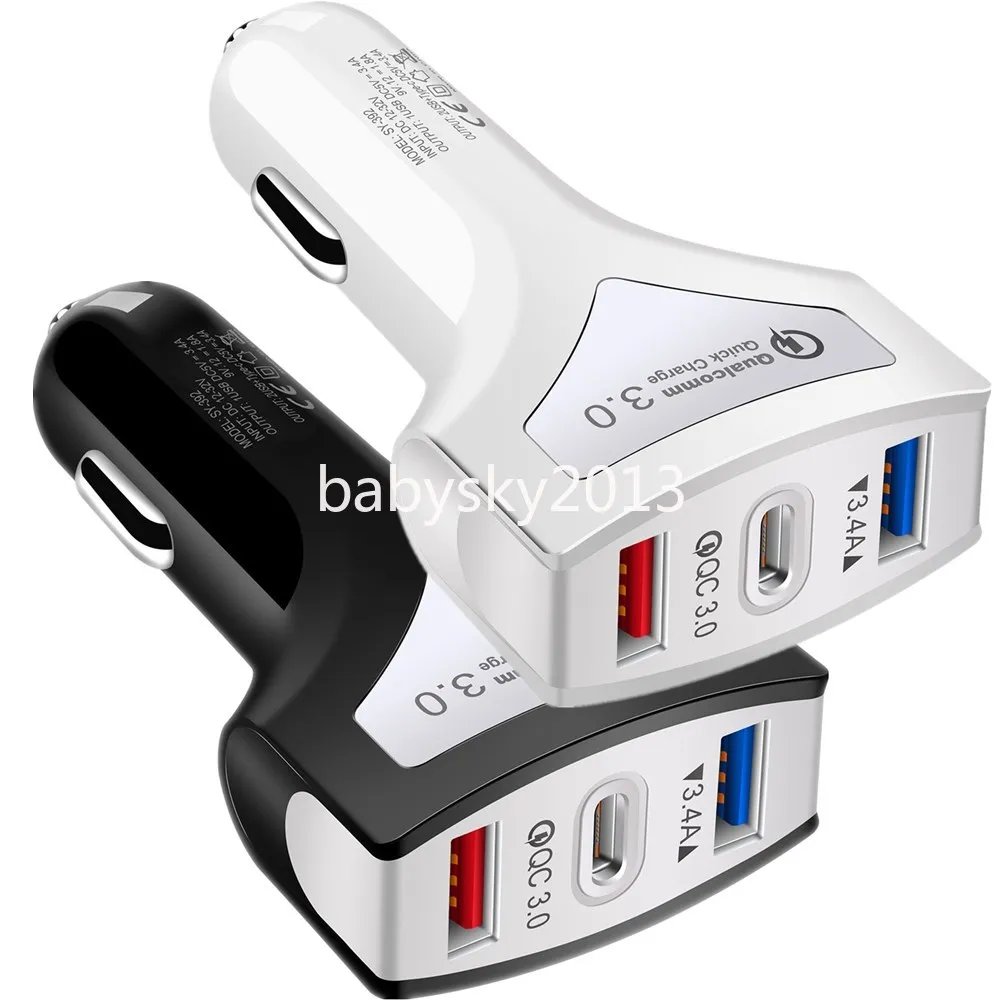 Schnelles Schnellladen QC3.0 33W 3 Ports USB C Autoladegerät PD Typ C Netzteile für Ipad 2 3 4 IPhone 13 14 15 Pro max Samsung S23 S24 Xiaomi Huawei B1