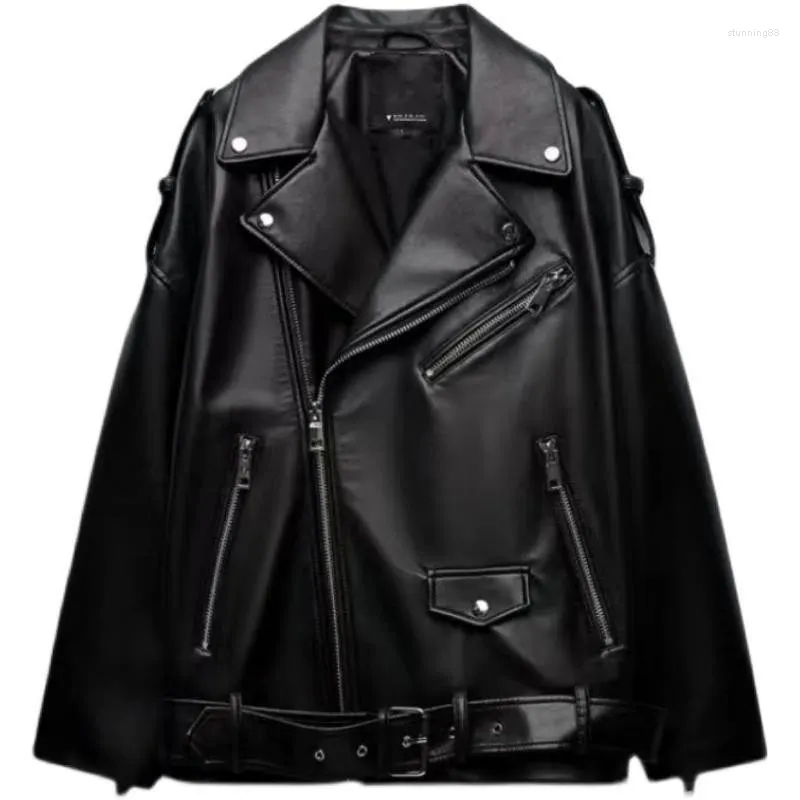 Women's Jackets 2023 High-quality Motorcycle Leather PU Imitation Loose Jacket For Men And Women Couples