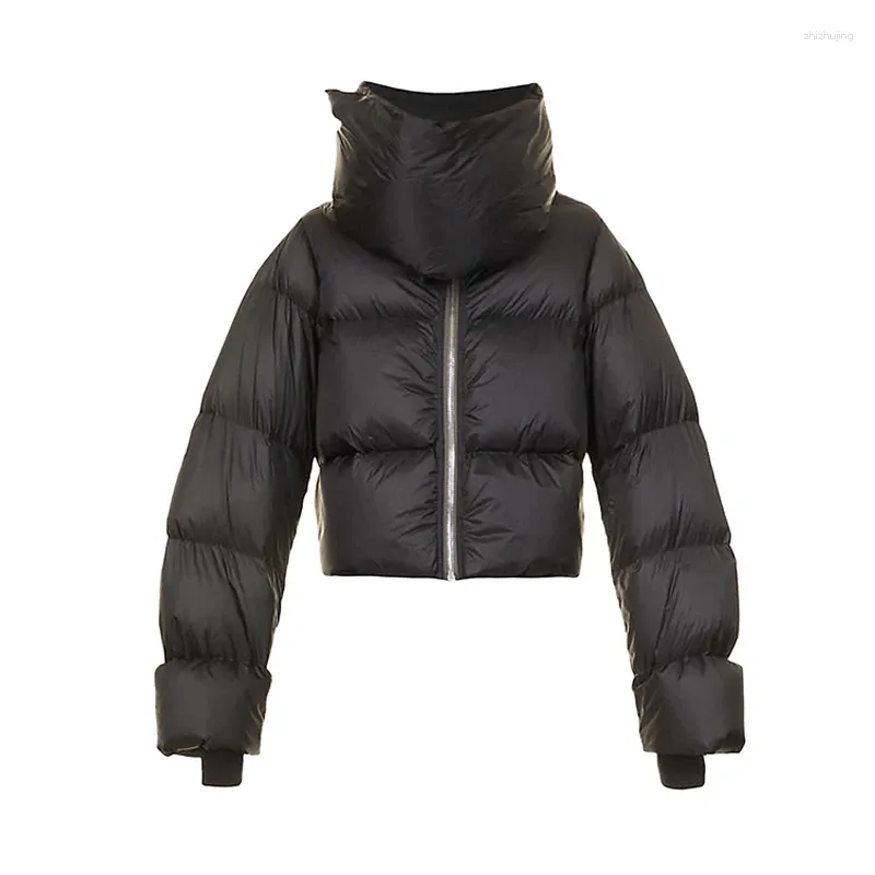 Jaquetas femininas em 2023 roupas de inverno moda cachecol gola jaqueta para mulher streetwear cor sólida quente casaco curto feminino outerwear