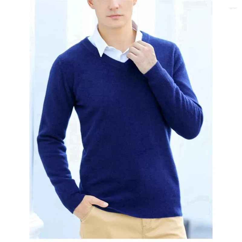 Men's T Shirts Plus Size 5Xl Cashmere Sweater Warm Pullovers V-Neck Knit Winter Tops Male Woollen Knitwear Jumpers