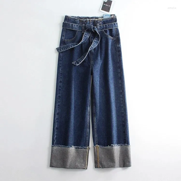 Kvinnors jeans breda benband streetwear kvinnor non strech