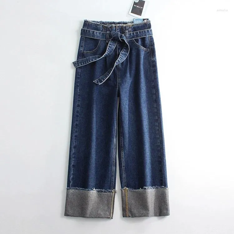 Women's Jeans Wide Leg Strap Streetwear Women Non Strech