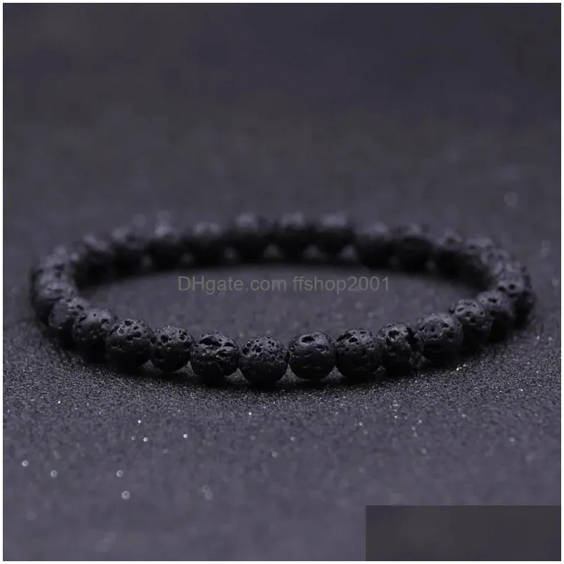 Bracciale con perline in pietra lavica nera naturale con perline da 6 mm Fai da te Aromaterapia Diffusore di olio essenziale per le donne Braccialetti con consegna di goccia Dh95T