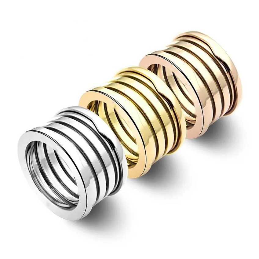 1 2 cm breite Version des klassischen fünfschichtigen Frühlings-Designerrings, europäischer Mode-Ehering für Männer und Frauen, Paare, vergoldet mit 18 Karat G2862