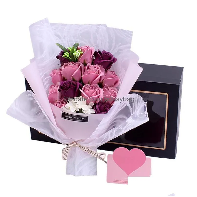 Decorative Flowers & Wreaths Soap Rose Flowers Bundle Creative Gift Box Mothers Day Valentine Birthday Flower Drop Delivery Home Garde Dhcpn