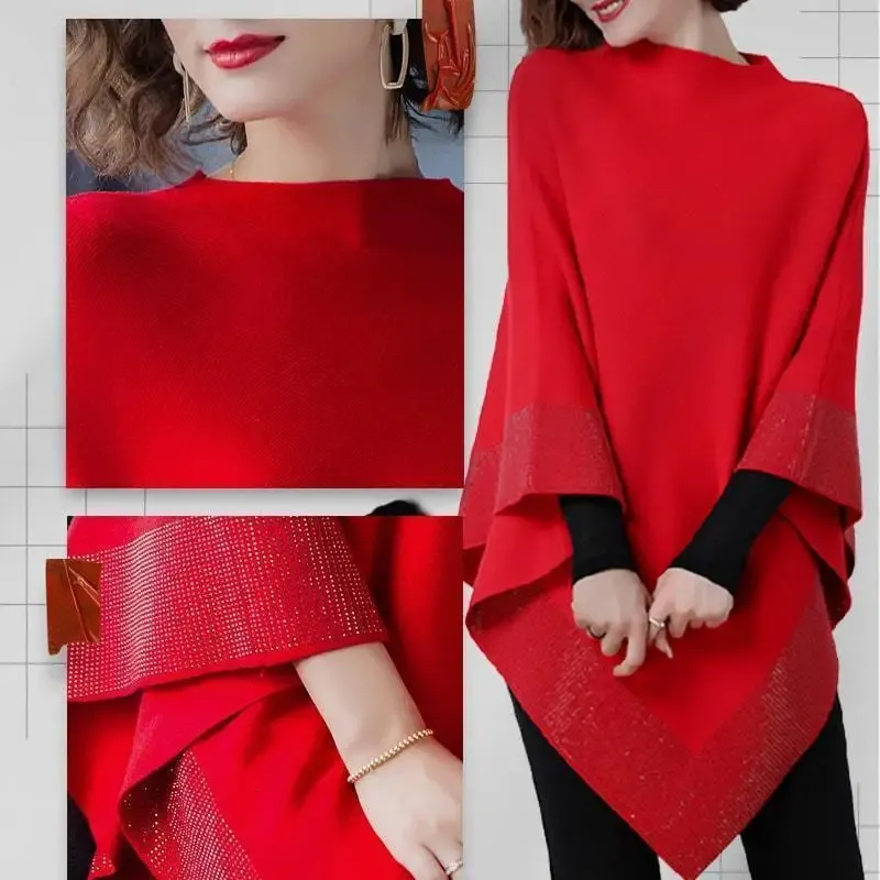 Lenços mistura pousio conjunto broca longa capa lã camisola net vermelho pequeno perfumado vento xale feminino outono inverno estilo 231204