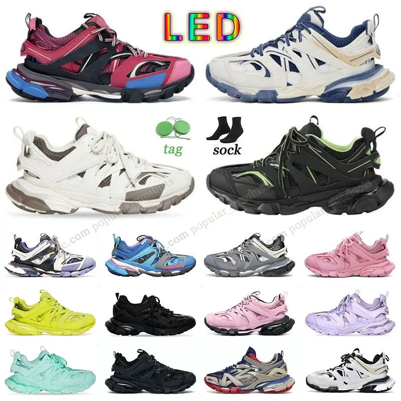 Balencaigaitiess Track LED 3 3.0 Zapatos casuales de marca Hombre para mujer Sneakers blancos blancos de color negro Led Men Women Pistas 2.0 4.0 Runners 7.0 Tess.S.Entrenadores de cuero de gomma