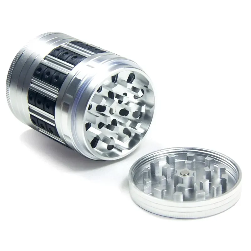 4 Layers 63mm Aluminum Alloy Teeth Smoking with Windows Herb Grinder Gradient Colorful with Silicone Accessories