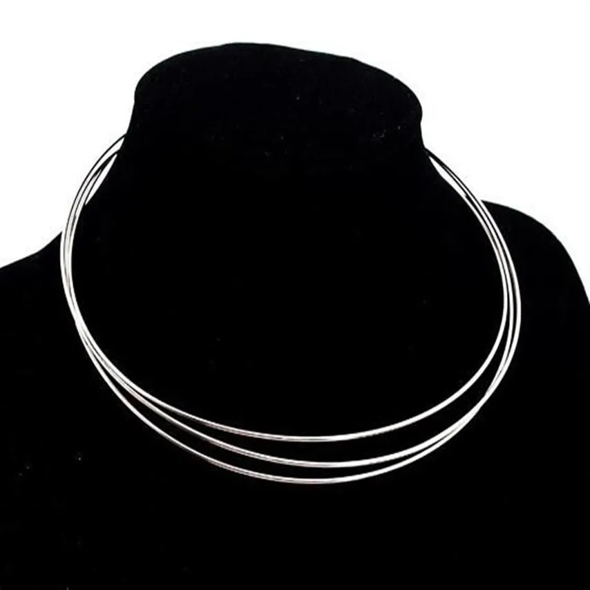 10st Lot Silver Plated Chokers Halsbandsladdtråd för DIY Craft Fashion Jewelry Gift 18inch W22 Shipp246J