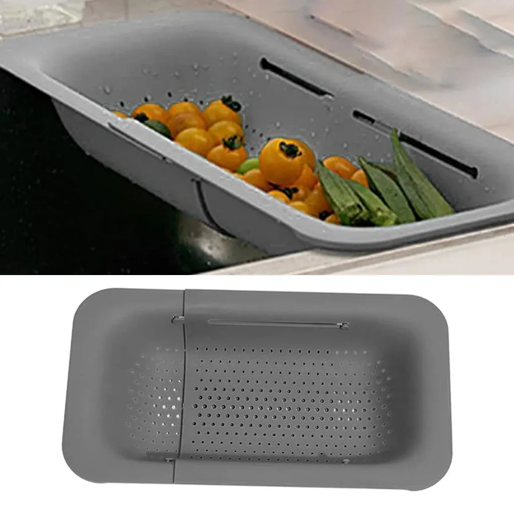 Collapsible Colander Kitchen Extendable Strainer Fruits Vegetables Noodle Pasta Food Drain Basket Space-Saver Drainer Over Sink