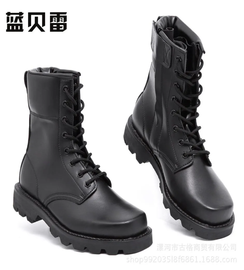 Military Leather Combat Boots Anti Riot Tooling For Outdoor Hiking