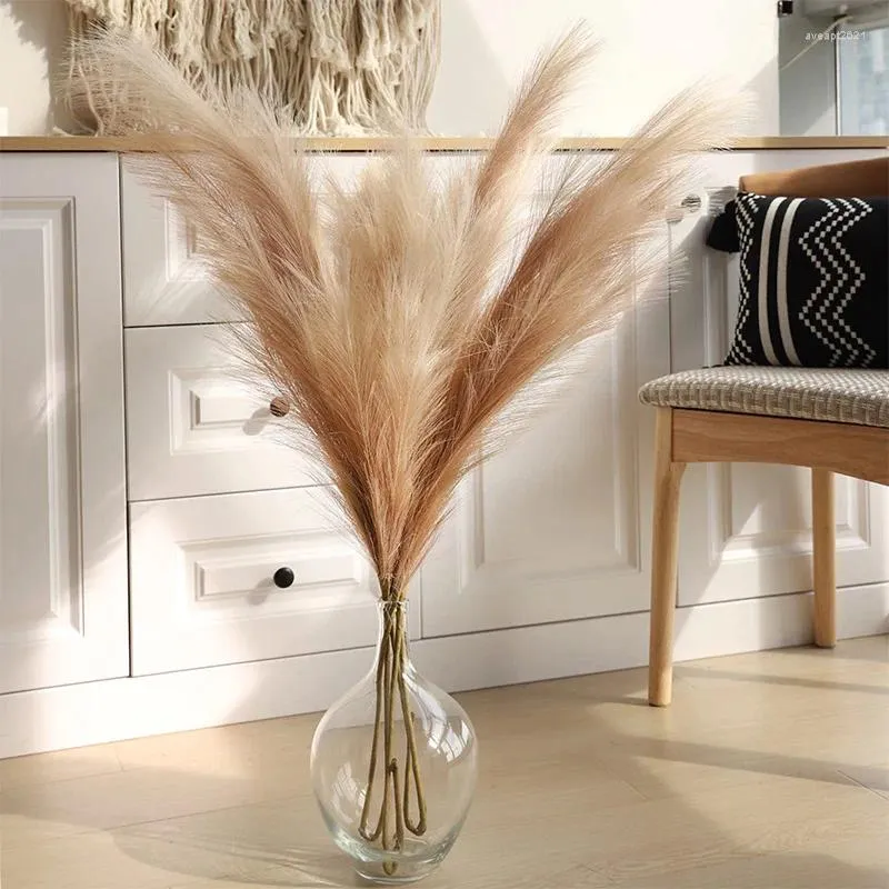 Dekorativa blommor 100 cm konstgjorda pampas gräs hög fluffig vass falsk för vasfyllning bröllopsfest dekoration boho blommor arrangemang