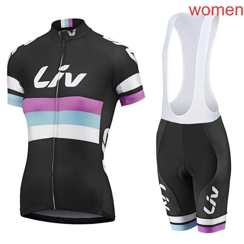 2018 equipe LIV verão feminino camisa de ciclismo ropa ciclismo respirável roupas de bicicleta de secagem rápida bicicleta sportwear calças babadores gel pa2749