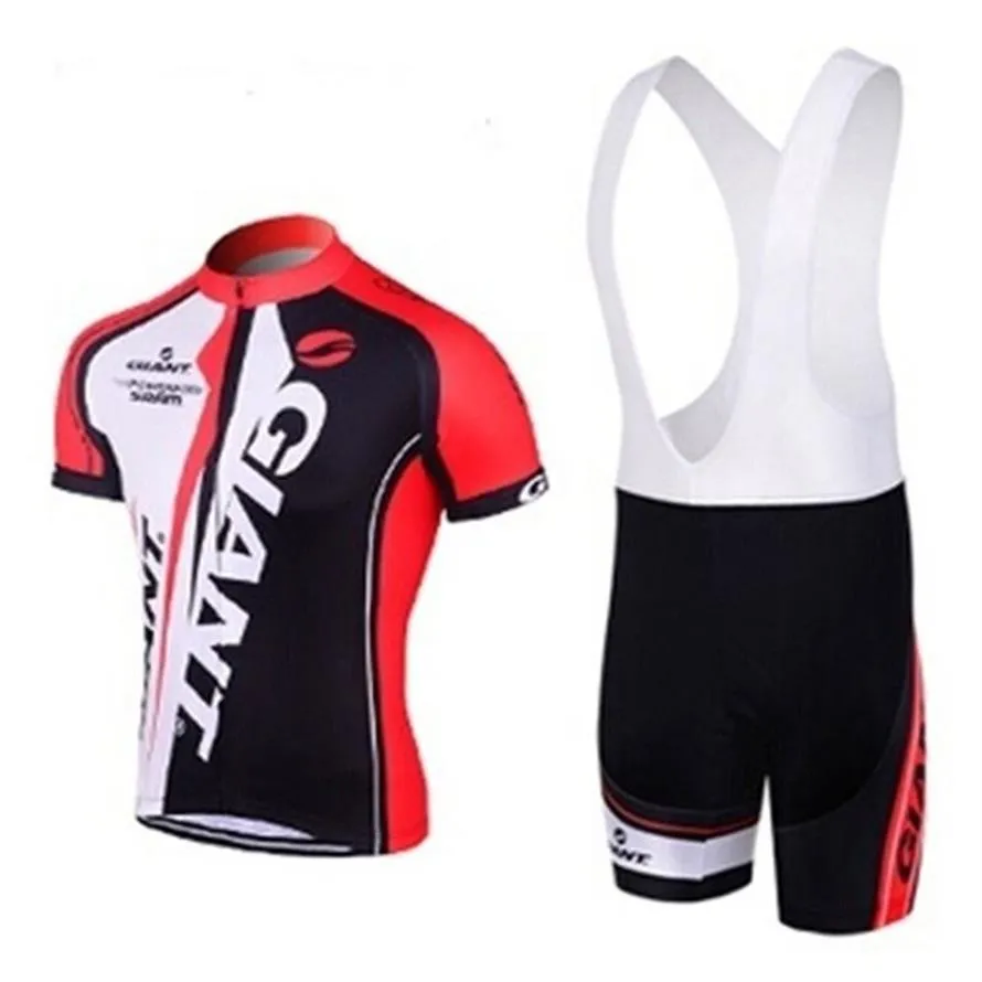 Ademend Zwart Giant Bike Team Wielertrui Korte Mouw Fietskleding MTB Rijkleding Ropa Ciclismo BIB Shorts273g