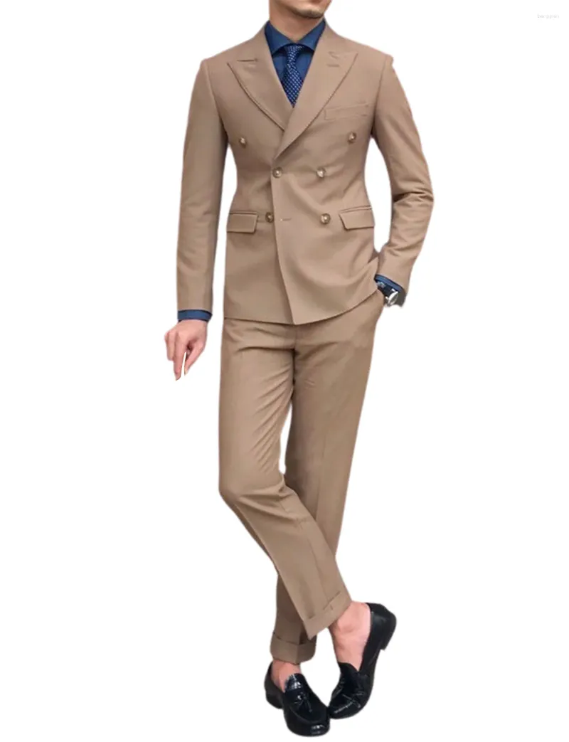 Męskie garnitury mundurowy kombinezon 2-częściowy podwójnie piersi Formal Wedding Prom Classic Fit Tuxedos