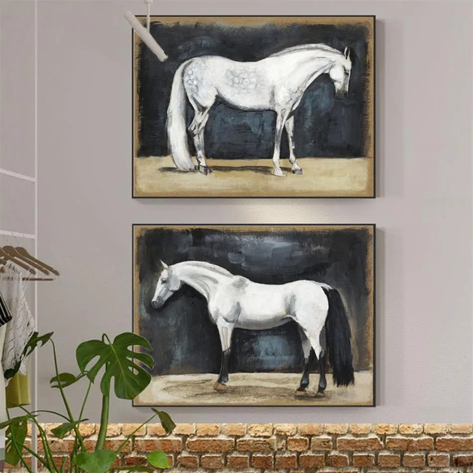 Vintage Saudi Horse Poster Modern Animals Canvas Painting Prints Horse Wall Art Picture for Living Room Decor Cuadros No Frame319n