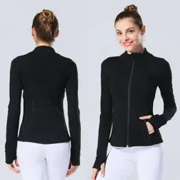 lu-008 Define Jacket Women Naked Yoga LU Coat Long Sleeve Crop Top Zipper Fitness Running Shirts Workout Clothes Sportswear lulemon