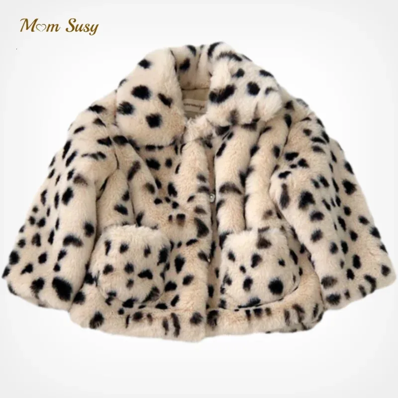 Giubbotti Susy Moda Neonata Ragazzo Giacca invernale Leopardo Pelliccia sintetica Spessa Infantile Toddle Cappotto caldo Abbigliamento Capispalla 1 8Y 231205