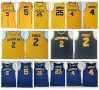 College wear Mens NCAA Michigan Wolverines College Basketball Jerseys Vintage 4 Chris Webber 5 Jalen Rose 25 Juwan Howard 2 Jodan Poole Jers