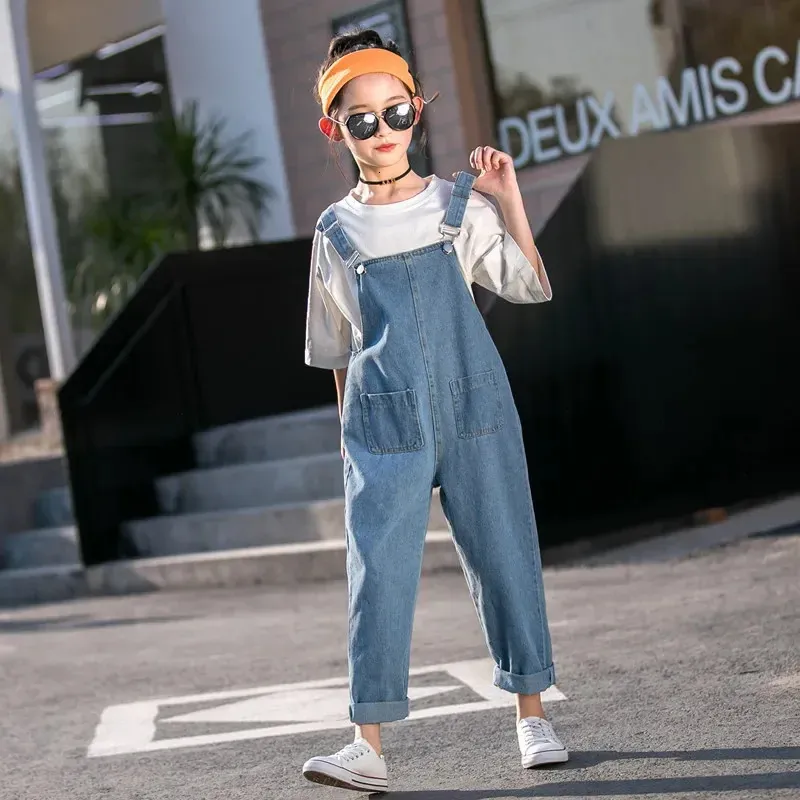 Girls Denim Cowboy Overalls: Stylish Suspender Jumpsuit For Spring