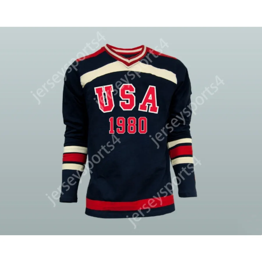 Anpassad 1980 Miracle on Ice USA Mike Eruzione Hockey Jersey New Top Stitched S-M-L-XL-XXL-3XL-4XL-5XL-6XL