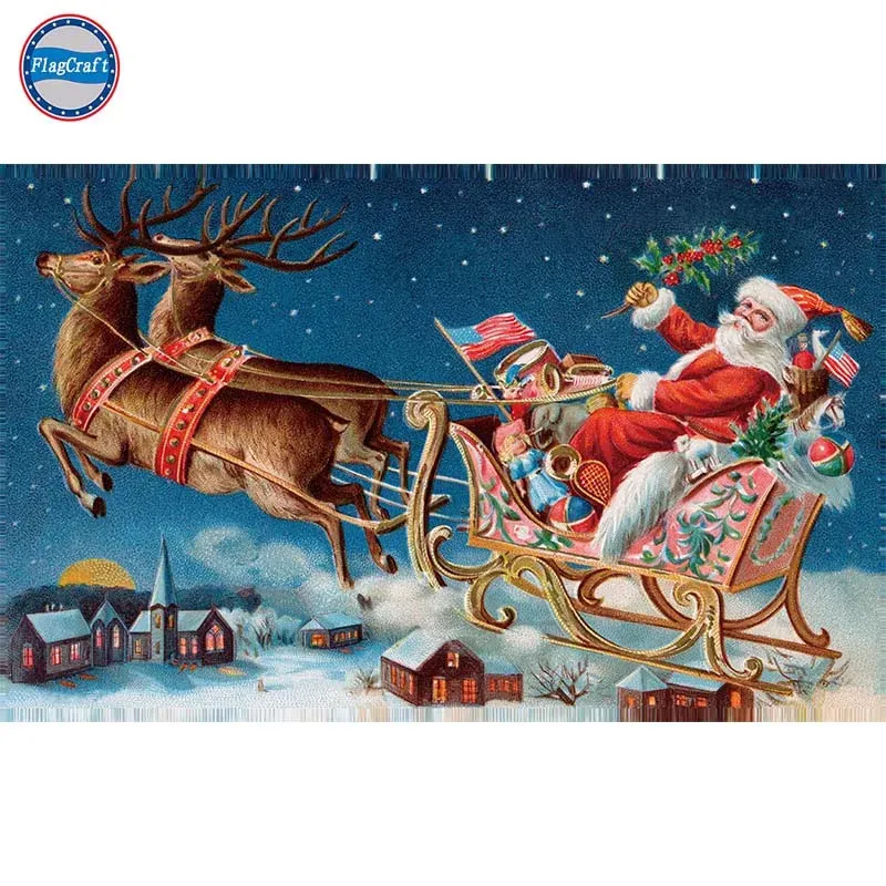 Banner Flagi Wesołych Świąt Flaga Elk Elk Flag Banner Santa Claus 90x150cm 100D druk poliestru z obu stron z powrotem do tyłu 231205