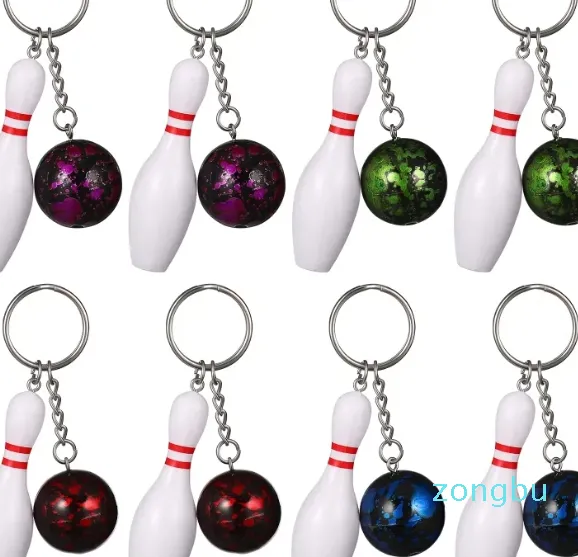 Keychains Bowling Accessories Men Pendant Keychain Ball Pin Charm Creative Ring Keys Party Decorations Car