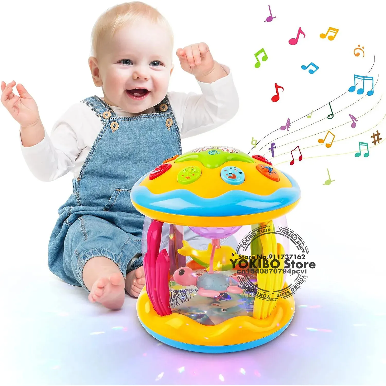 Klavyeler Piyano Bebek Oyuncakları 6 0 12 aylık Müzik Oyuncak Bebekler Okyanus Rotary Projektör Montessori Müzik Işık Çocukları ile Erken Eğitim Oyuncakları 1 2 3 231204