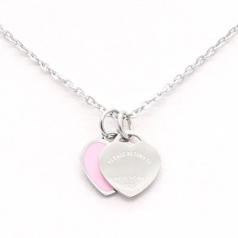 Heren ketting hart ketting gouden ketting vrouwen dubbel hart luxe sieraden vrouwelijk nieuw stuur vriendin Valentijnsdag sieraden ketting pen