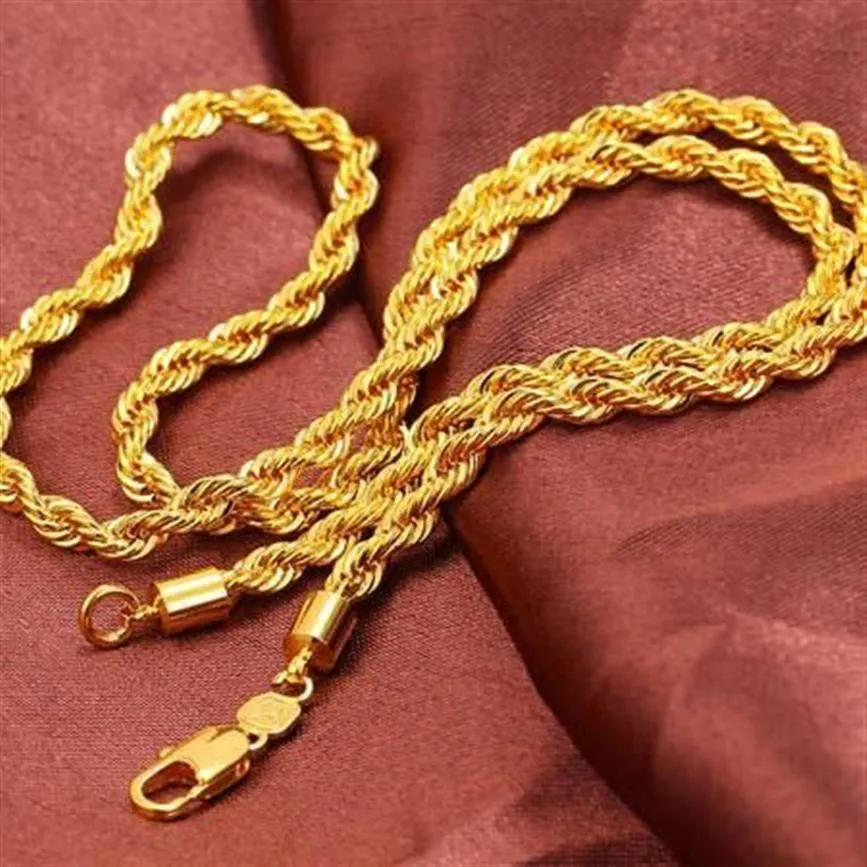 simple fashion men's 18K gold necklace explosion models 23 6 ed rope knotted link chain jewelry271T