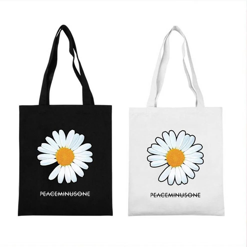 PEACEMINUSONE Daisy-Print Canvas Tote Eco-Friendly Reusable
