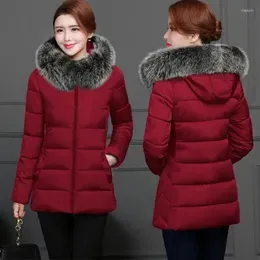 Women's Trench Coats Big Fur 2023 Autumn Hooded Short Warm Winter Parka Jacket Ladies Clothing Women Jackets Padded Plus Size 6XL